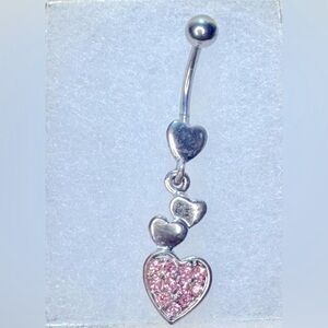 Pink Heart Drop Belly Ring
